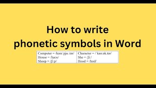 How to write phonetic symbols in Word [upl. by Reseta]