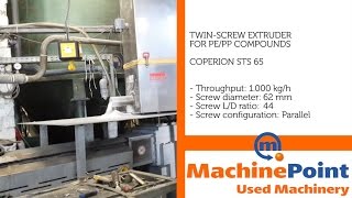 COPERION STS 65 Used TWINSCREW EXTRUDER FOR PEPP COMPOUNDS MACHINE MachinePoint [upl. by Capps]