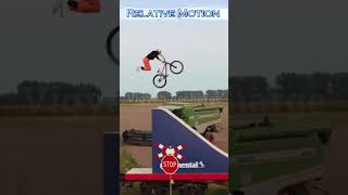 Professional stunt cyclist showing relative motion concept physics [upl. by Lois]