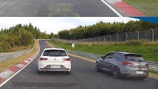 3 x Seat Leon Cupra  Fun on crowded Nürburgring Nordschleife [upl. by Alves]