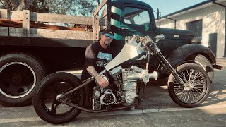 Billy Lane Blow Supercharged Harley Chopper Update Hand Made Gas Tank From Scratch Frame Fab How To [upl. by Dorkas387]