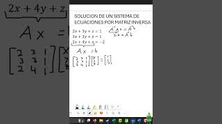 SOLUCION DE UN SISTEMA DE ECUACIONES LINEALES USANDO EXCEL matematicas educacion algebra [upl. by Steiner]