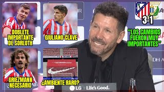 SIMEONE ELOGIA A GIULIANO SORLOTH Y GRIEZMAN POR SU GRAN PARTIDO Y HABLA DEL AMBIENTE EN EL ESTADIO [upl. by Ayhdiv]