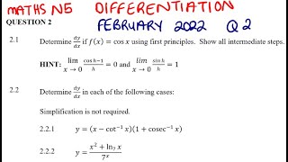 MATHEMATICS N5 DIFFERENTIATION FEBRUARY 2022 QUESTION 2 mathszoneafricanmotives [upl. by Josias]