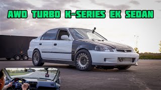 AWD Turbo KSeries Honda Civic EK Sedan Testing amp More  BackyardShitz  CFRACING [upl. by Zabrina]