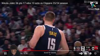 Nikola Jokics Dominant TripleDouble Powers Nuggets Over Clippers 36 PTS 17 REB 10 AST [upl. by Acima]