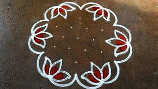 Aadi 1 lotus flower rangoliaadivelli kolam74 dotBegginners rangolipandaga mugguluSuper rangoli [upl. by Nettle11]