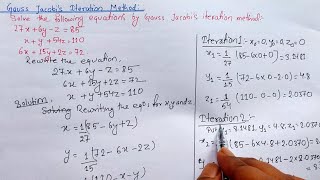 Jacobi method  Iterative method  Solution of linear system of equation [upl. by Calhoun]