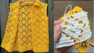 Puntada para Chaleco a crochet paso a paso fácil y rápida [upl. by Jepum676]