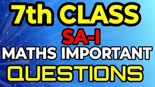 TS  7th CLASS MATHS SA1 IMPORTANT QUESTIONS SA1 MATHS MODEL PAPER 7thclassmaths [upl. by Eniawtna]