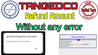 TANGEDCO Amount Refunded  Without Alphabet error  Refund Account Details Saved [upl. by Ahsenrad]