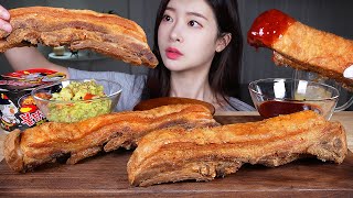 통수육 수 육 튀 김 치차론✨ 불닭소스 amp 과콰몰리 먹방 ASMR MUKBANG  Crispy Fried pork Belly Chicharron Fire Sauce [upl. by Schreib283]