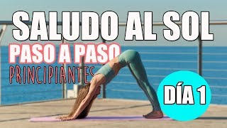 SALUDO AL SOL PASO A PASO 💜 YOGA PARA PRINCIPIANTES [upl. by Nonaihr]