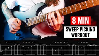 ULTIMATE 8 MIN SWEEP PICKING WORKOUT  arpeggios finger rolling legato [upl. by Eibbor]