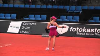 Alize Cornet service  return game vs Annika Beck  Porsche Tennis Grand Prix 2012 [upl. by Ronni144]