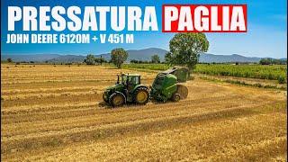 NEW PRESSATURA PAGLIA 2023  JOHN DEERE 6120m  V 451 M  CAPACCIOLI [upl. by Oly]