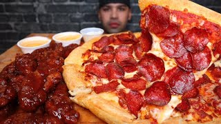 ASMR EATING PIZZA HUT PEPPERONI AND CHEESE PIZZA DQ HONEY BBQ TENDERS MUKBANG [upl. by Ielhsa574]