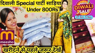 Diwali Dhamaka Meesho Saree Haul Under 800 Rs Karwachauth SpecialLatest Designer Meesho Saree Haul [upl. by Shorter]