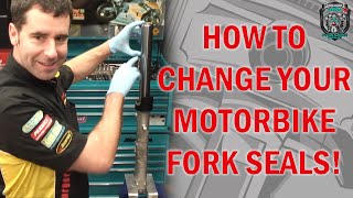 How to change fork seals in traditional right way up motorcycle forks [upl. by Annyahs]