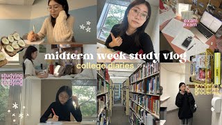 college midterm week study vlog  studying library groceries cooking introvert diary ☁️⋅♡ [upl. by Angelle240]