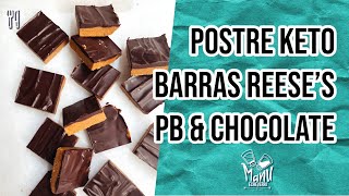 🍫BARRAS KETO DE MANTEQUILLA DE MANI Y CHOCOLATE  KETO REESES PEANUT BUTTER BARS  Manu Echeverri [upl. by Neron]