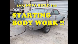 Restoration of a 1972 Chevy Nova  Part 22  Repairing tail light panel and quarter panel [upl. by Atinit]