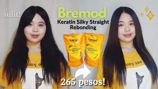 HOW TO REBOND HAIR AT HOME using Bremod Keratin Silky straight rebonding 265 pesos only DIY [upl. by Azriel640]