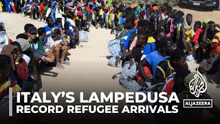 Italys Lampedusa appeals for assistance after thousands of refugee arrivals [upl. by Akired553]