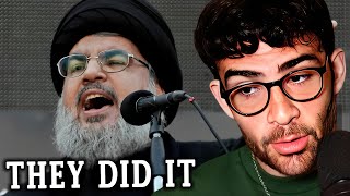 Hassan Nasrallah Neutralized By Israeli  Hasanabi Reacts [upl. by Fihsak]