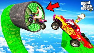 FRANKLIN TRIED IMPOSSIBLE TUBE TUNNEL ULTRA MEGA RAMP PARKOUR CHALLENGE IN GTA 5  SHINCHAN and CHOP [upl. by Ydniahs]