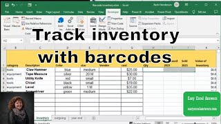 Track inventory with barcodes in Excel [upl. by Whelan]