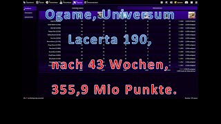 Ogame Uni Lacerta 190 nach 43 Wochen 3559 Mio Punkte [upl. by Lunneta]