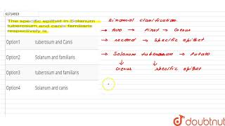 The specific epithet in Solanum tuberosum and canis familiaris respectively is [upl. by Sigismundo]