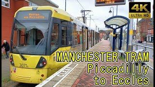 【4K Drivers view】Manchester Metrolink Piccadilly to Media City UK amp Eccles [upl. by Dagmar]