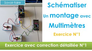 Schématiser un montage photo avec multimètre ex1 en 3 🔋  électricité collège [upl. by Enamrahc]