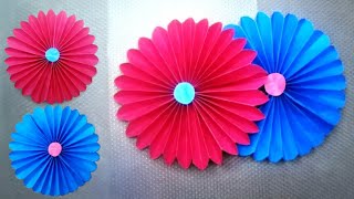 How to make Easy paper rosettes Flower  Handmade flowers step by step  wall decorate flower [upl. by Amme]