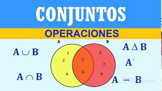 OPERACIONES CON CONJUNTOS  REUNIÓN INTERSECCIÓN DIFERENCIA Y COMPLEMENTO  APRENDO EN CASA [upl. by Harlen38]