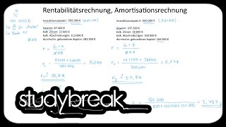 Statisch Rentabilitätsrechnung Amortisationsrechnung  Investition und Finanzierung [upl. by Aicert]