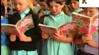 1980s UK Village School Assembly Children Sign Hymns Archive Footage [upl. by Onairpic]