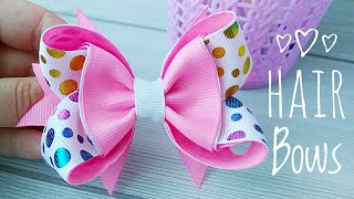 Hair Bow Tutorial  Bow out of Ribbon  How to Make Bows with Ribbon  1 tutorial [upl. by Bobbe]