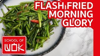 Quick and Easy Flash Fried Morning Glory Recipe [upl. by Enirehtak]