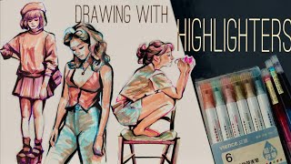 Drawing with highlighters  Vience highlighters review [upl. by Ennovyhs]