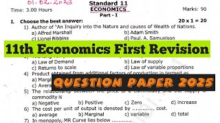 11th Economics First Revision Question Paper 202511th Economics First Revision Important 5marks2025 [upl. by Luo]