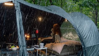 Camping in Heavy Rain  the pouring rain for 24 hours I relaxed in a cozy tent RAIN ASMR [upl. by Catherin]