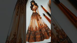 Lehenga sketch art godart trending drawing artist birdal skirt illustionviralreel [upl. by Lemkul256]