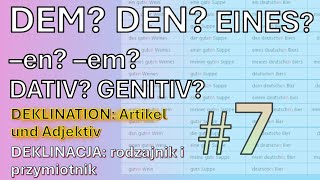 DEM DEN EINES  Deklinacja rodzajnik i przymiotnik Gramatyka niemiecka ĆWICZENIA B1 odc 7 [upl. by Yrogiarc]