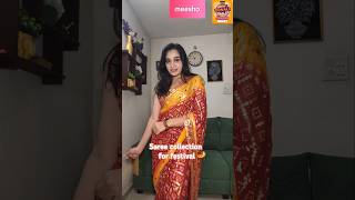 Red saree collection 🛍️ meeshosareesred sareediwali meesho diwali saree yt haul unboxing [upl. by Lally670]