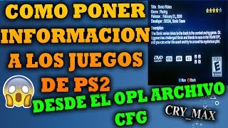 ARCHIVOS CFG PARA OPL PS2 [upl. by Nannoc262]