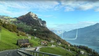 Scenic Swiss Mountain Drive amp Hike in Amden  Autumn Views with My small Dog Ruda [upl. by Roswell121]