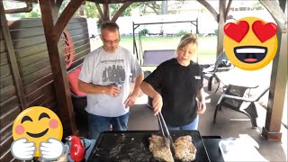 Chicken fried steak on the Camp Chef Flattop [upl. by Monjo]